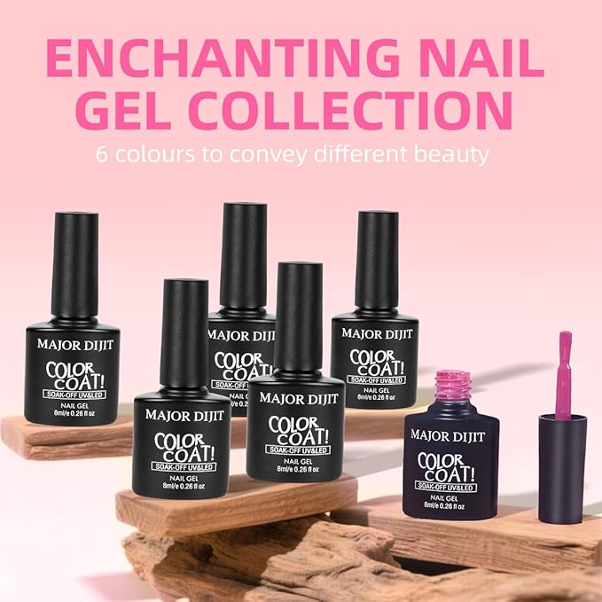 Major Dijit Acrylic Nail Kit with Drill - Complete Starter Set for Beginners White Pink Clear Acrylic Powder 6 Gel Polish Colors UV LED Light Nail Decorations &amp Salon Tools | Home Manicure Gift