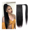 SONGCHAO Fake Hair Bun Long Straight Hair Ponytail Extensions 12-26 Inch Wrap Around Ponytail Brazilian Real Hair Ponytail Black Wig Hair Bun Hair Accessories (Color : Black Size : 26inches 100g)