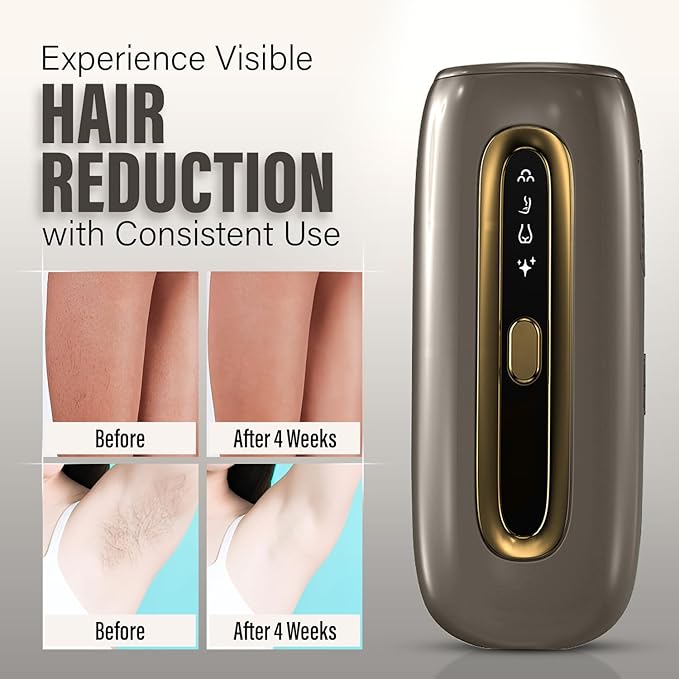 Herbishh IPL Laser Hair Removal Painless Ice Cooling Technology - 999999 Flashes Hair Removal Machine with 4 Energy Levels Skin Sensor &amp 4 Flash Modes Sapphire Cooling For Face &amp Body G