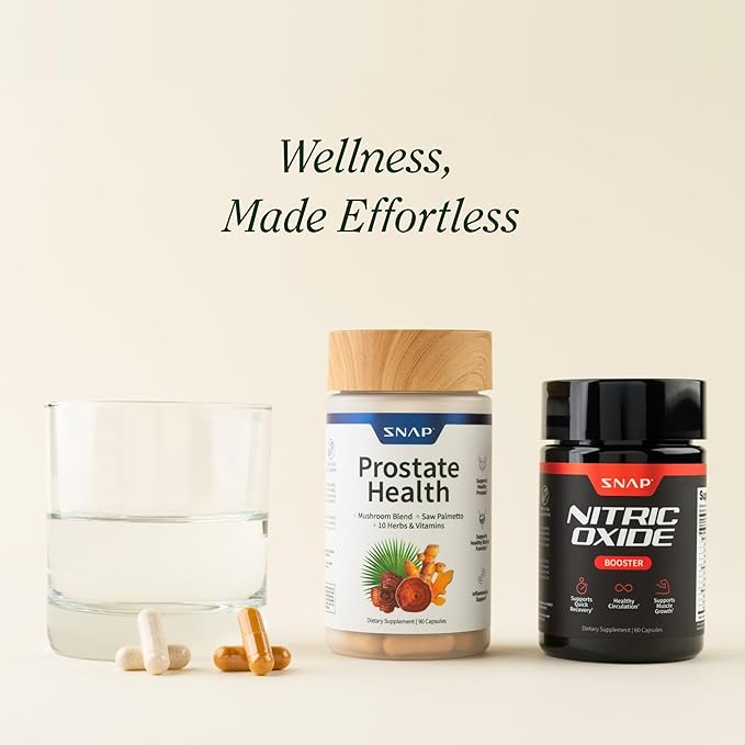 Snap Supplements Prostate Health &amp Nitric Oxide Supplement Bundle for Men 90 Vegetarian Capsules Each