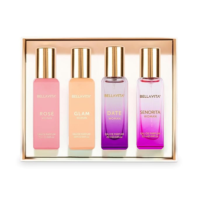 Bel a Vita Luxury Long Lasting Perfume Gift Set for Woman | 4x20ml | Gifts for Women | Floral Fruity Premium Fragrance Scent