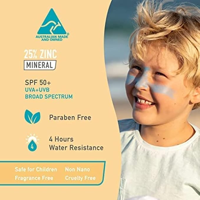 Sun Zapper Zinc Oxide Sunscreen Stick ? SPF 50+ Tinted 4-Pack (Pink Blue Green Yellow) ? Sunscreen Stick Zinc Sunscreen Water Resistant Broad Spectrum UVA/UVB Made in Australia