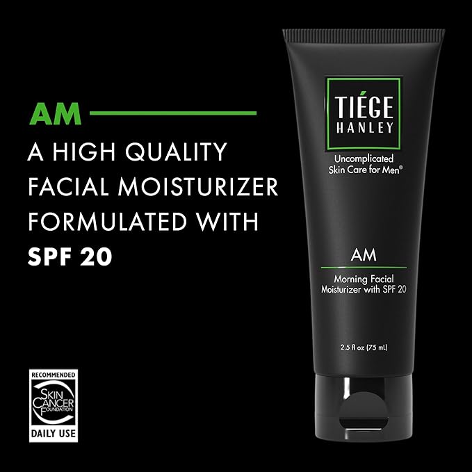 Tiege Hanley Face Moisturizer for Men Morning Facial Moisturizer With SPF 20 Hydrating Daily Face Cream With Sunscreen Gentle on Sensitive Skin Men?™s Skin Care 2.5 FL Oz