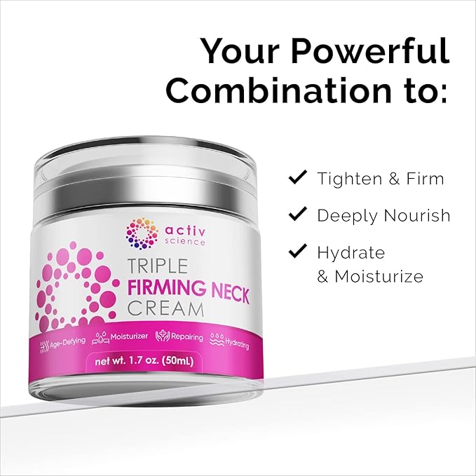 ACTIVSCIENCE Neck Firming Cream - Natural Anti-Aging Facial Moisturizer with Retinol Collagen &amp Hyaluronic Acid - Day &amp Night Anti-Wrinkle Cream - Firming Hydrating Face Cream