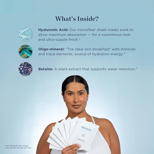Beverly Hills MD Ageless Volume Hyaluronic Face Mask- Reduce Appearance of Wrinkles Anti Aging Formula for Plump Moisturized Skin- 8 Pack- Hydrating &amp Firming Gentle Sheet Mask