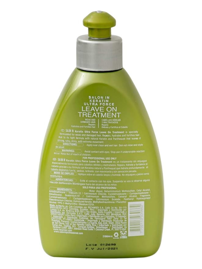 Salon In Recamier Professional Salon In +Pro Keratin Ultra Force Leave-On Hair Treatment for Frizz Control &amp Repair 10.58 OZ