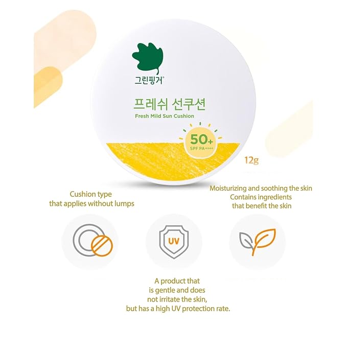 Aloe&ampBaobao&ampMoringa Fresh Mild Sun Cushion For Green-Finger Sun protection Facial Cushion Pact 12g original product