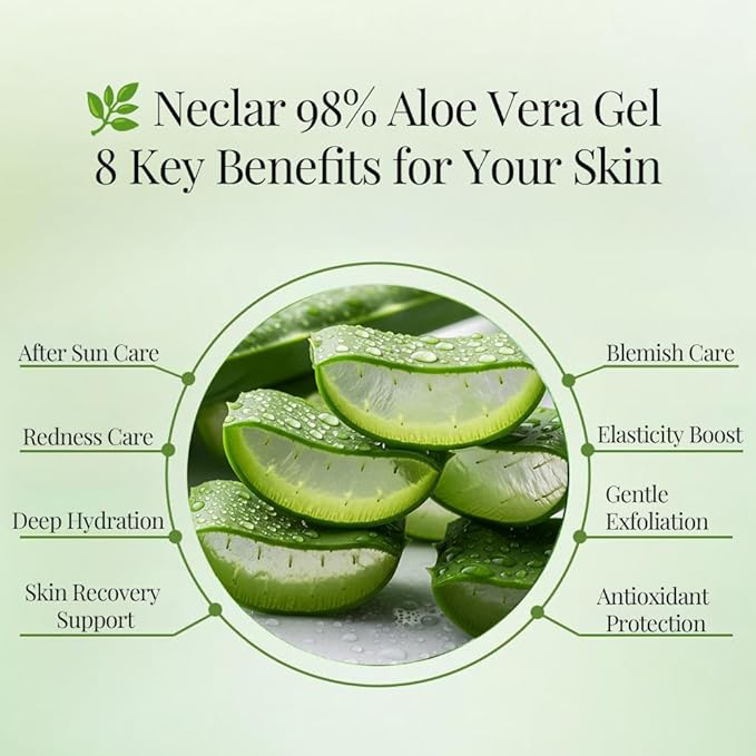 Aloe Vera Gel - for Sunburn Relief - Big 33.8oz / 1000ml - 98% Pure Aloe Vera - For Face Skin and Hair - After Sun Care lotion - Sun Burn Moisturizer Cream (33.8 Fl oz)