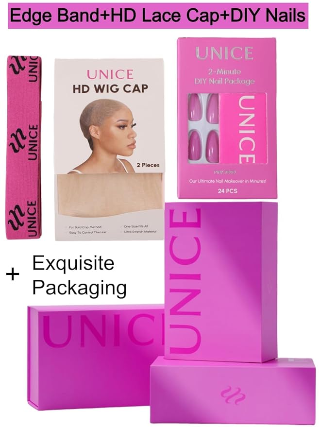 UNICE Pre Everything Glueless Drawstring Wig Body Wave 13X4 HD Pre Cut Lace Front Wigs Human Hair Pre Bleached Invisible Bye Bye Knots Wig Pre Plucked 150% Density 26inch