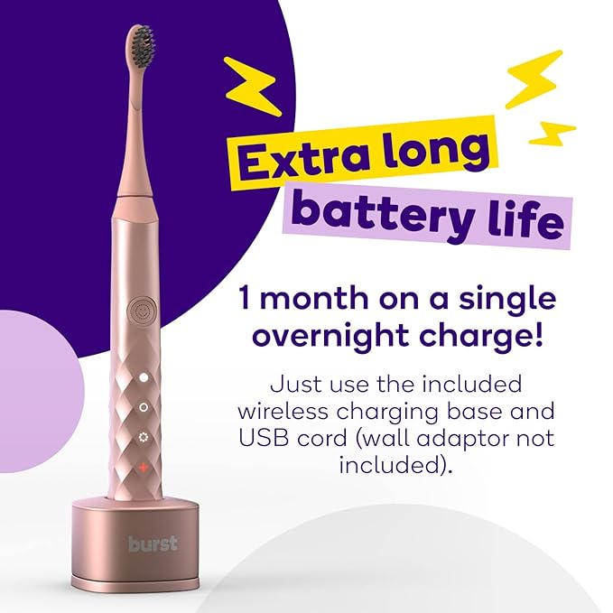 Burst Original Sonic Electric Toothbrush for Adults (White) | Soft Bristles | Deep Clean Stain &amp Plaque Removal | 3 Modes: Teeth Whitening Sensitive &amp Massage