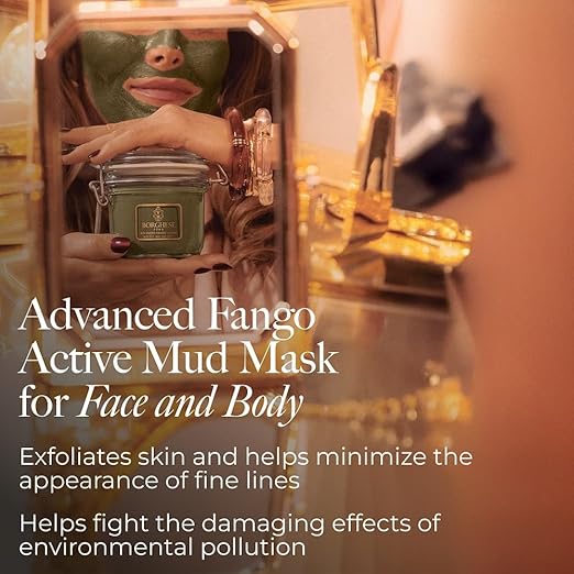 Borghese Advanced Fango active Mud Mask for Face and Body - Exfoliating to Purifying Face Mask with Bentonite Clay &amp Hyaluronic Acid For Normal Combination &amp Oily Skin