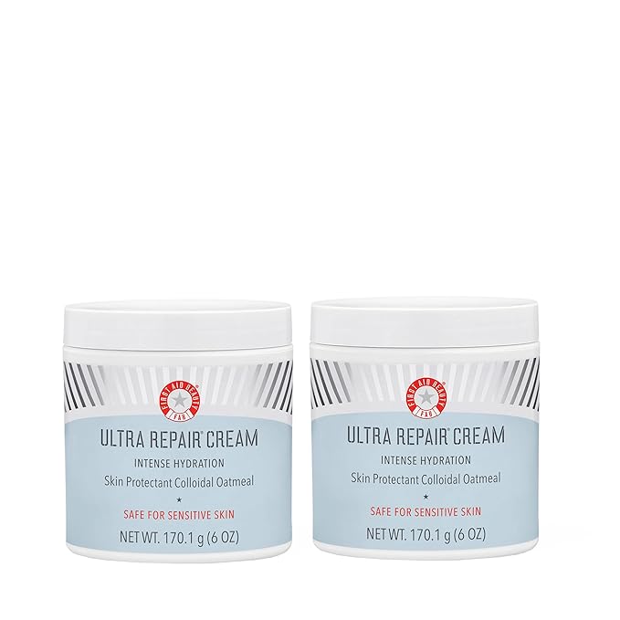 First Aid Beauty - Ultra Repair Cream Intense Hydration Whipped Colloidal Oatmeal Clinically Proven to Strengthen Skin Barrier in 7 Days + Helps Relieve Eczema Luxury Moisturizer (6oz 2ct)