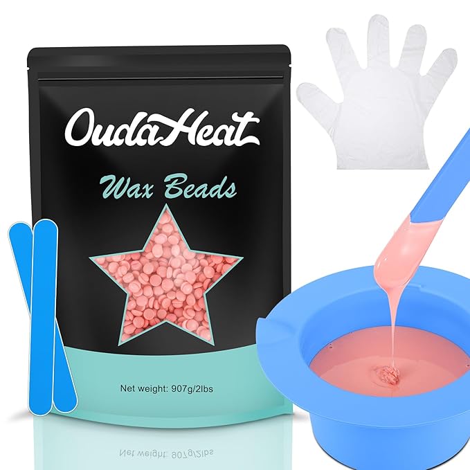 2 lb Hard Wax Beads All-purpose Wax Beans with Silicone Wax Pot for Sensitive Skin Brazilian Coarse Waxing for Bikini Face Eyebrow Back Chest Legs Armpit Women Men Lavender