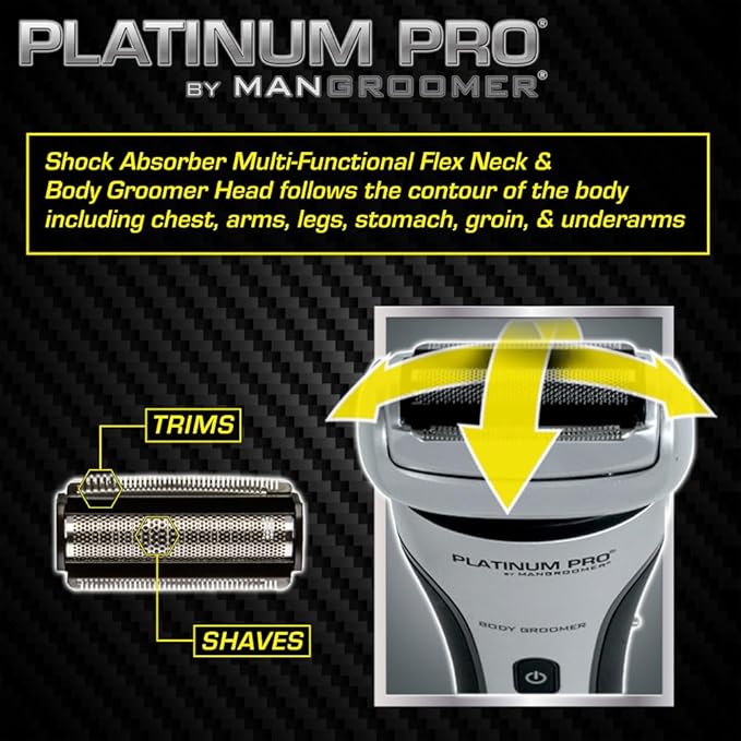 MANGROOMER - PLATINUM PRO New Body Groomer Ball Groomer and Body Trimmer with Lithium Max Battery Bonus Extra Foil and Storage Case!