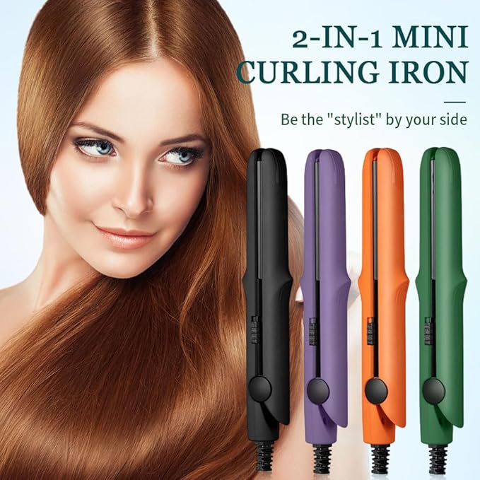Mini Dual Purpose Curling Iron 2025 New 2 in 1 Mini Curling Wand &amp Flat Iron Hair Straightener Portable Travel Curling Wand for Women Short Hair Hair Straightener for All Hair Types (Black)