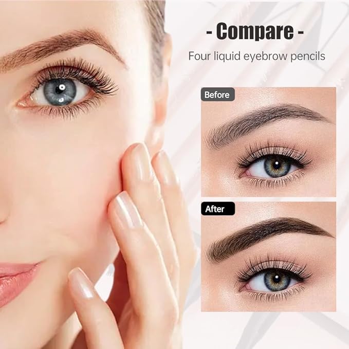 2026 New Microblading Eyebrow Pen Waterproof Eyebrow Pencil Eye Brow Pen with 4 Tip Premium Natural Magic Eyebrow Makeup Fine Stroke Contouring Pencil Long-Lasting Stay on All Day (Light Brown)