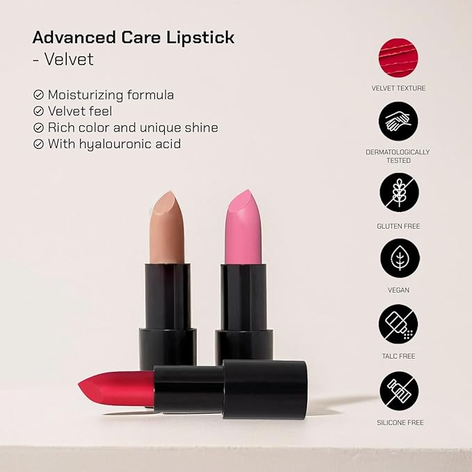 Radiant Professional Advanced Care Lipstick - Ultra Nourishing Moisturizing Long Lasting Matte Lipstick With Vitamin E- UVA UVB Filters For Sun Protection- VELVET (03 FLAMINGO ? ROSY NUDE)