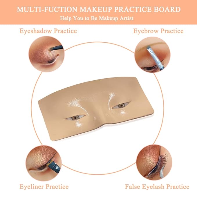 Makeup Practice Face Board Resusable 3D Makeup Mannequin Face Eyes Makeup Practice Face with Makeup Kit for Makeup Student and Beginner to Practice Eyeshadow Eyeliner Eyebrow Makeup &amp Lash Exten