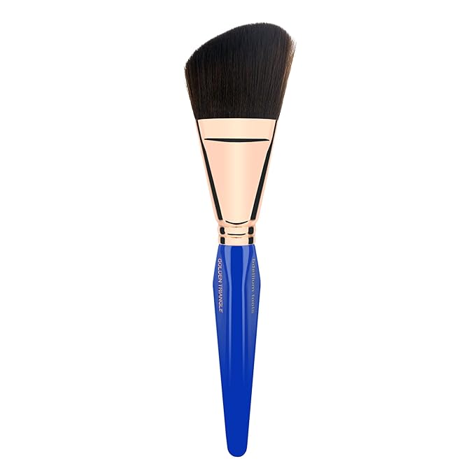 Bdellium Tools Professional Makeup Brush - Golden Triangle 990 Angled Face - With All Vegan and Soft Synthetic Fibers For Whisking Powder and Brushing off Excess (Blue 1pc)
