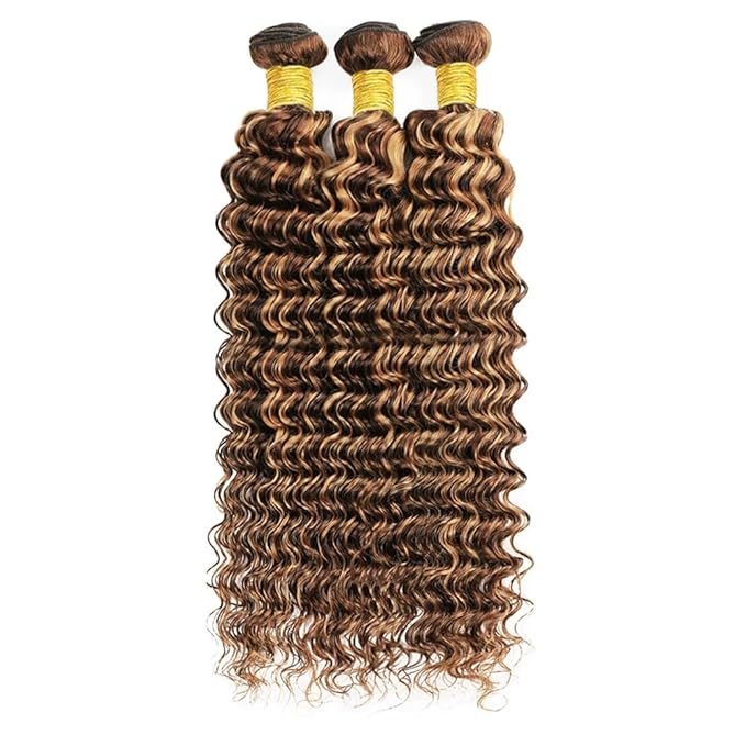 P427 Honey Blonde Human Hair Bundles Deep Wave Bundles 26 28 30 Inch Unprocessed Brazilian Virgin Remy Hair 3 Bundle Blonde Deep Wave Bundle Human Hair Extensions