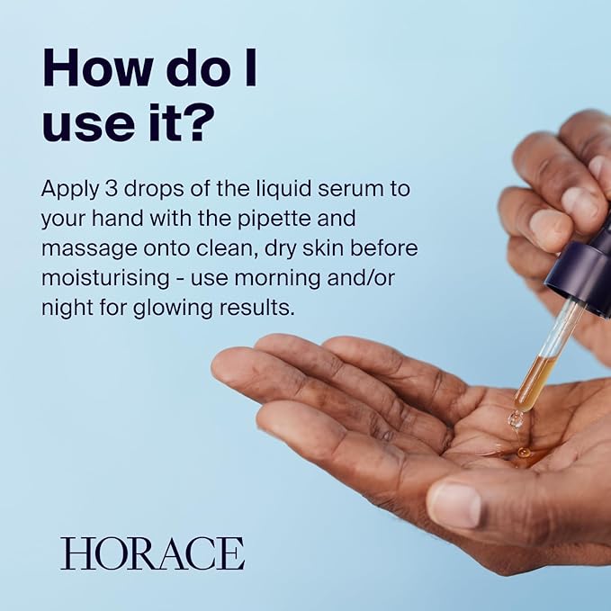 HORACE Vitamin C + Glycolic Acid Face Serum for Men ? Brightening Facial Treatment for Dull Skin Radiance Boost and Even Complexion ? Skincare for All Skin Types ? Unscented 30ml
