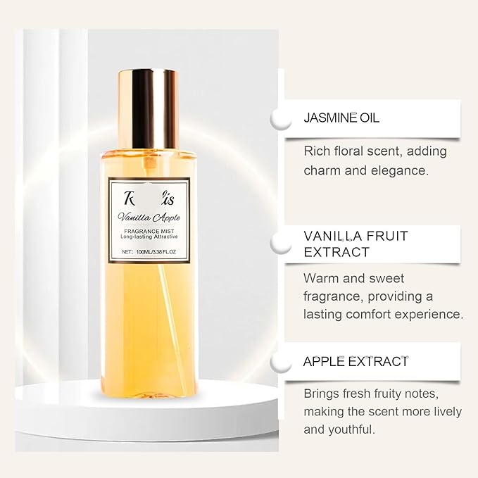 Vanilla Apple Romantic Body Fragrance Mist - Exquisite And Refreshing Scent Long - Lasting Light Perfume Body Spray(3PCS)