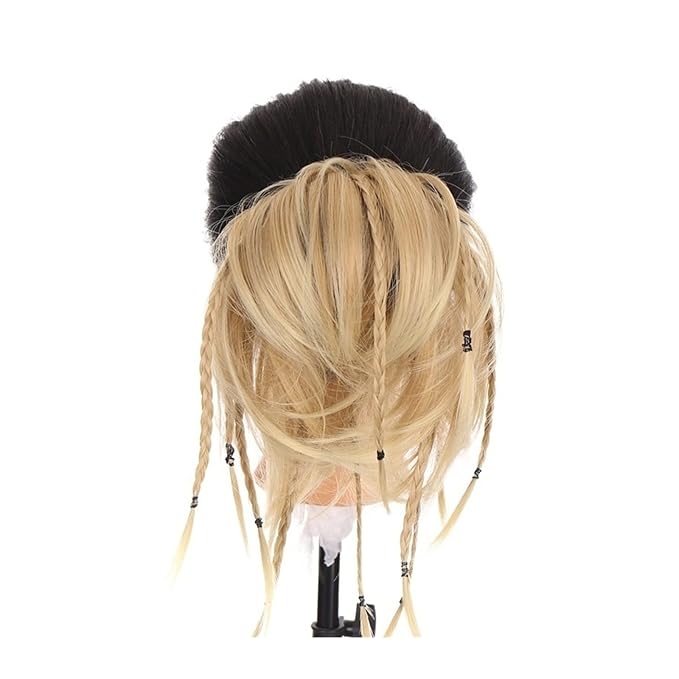 UNNS Hair Chignon Synthetic Straight Bun with Braids Extension Messy Bun Ponytail Hair Hoop Hair Accessories for Women Natural Wigs Bun Hair Pieces for Women (Color : 01)