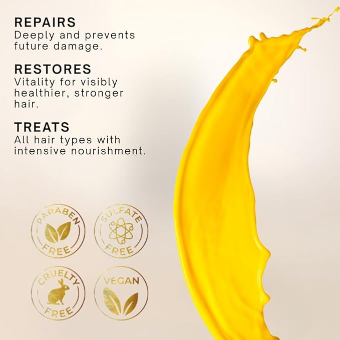 Gold hair mask treatment deep conditioner for dry damaged hair enriched with products natural keratincollagenargan oil macadamia &amp rice protein repairing hair mask of 16Oz.