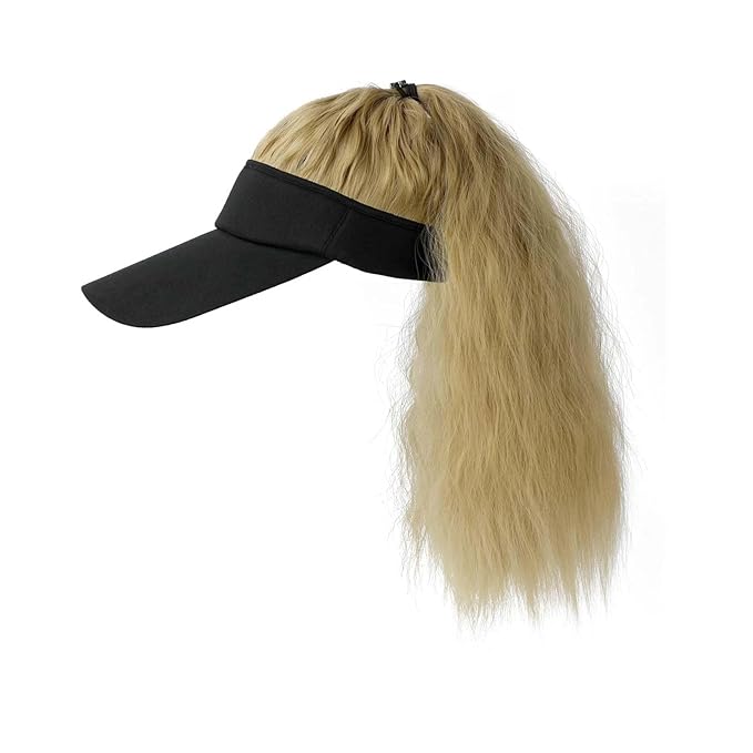 Hat Wig for Women Baseball Cap Wig with Curly Synthetic Hair Extensions Ponytail Cap wig Sun Hat with Hair