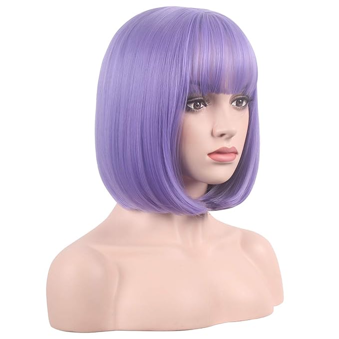 WildCos Short 12 Inches Straight Synthetic Cosplay Wig for Women (purple)