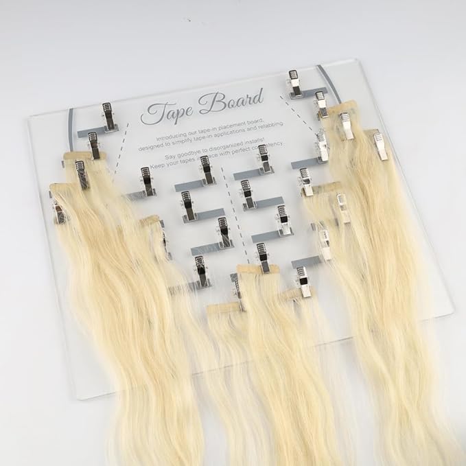 Tape Placement Board with 25 Clips Acrylic Hair Extensions Hanger Carrier with Head Chart Hair Display Holder Rack for Tape In Hair Extensions Hairpin Hair Styling Hairdressing