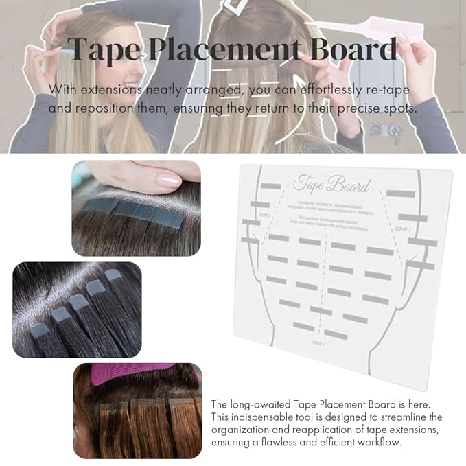 Tape Placement Board with 25 Clips Acrylic Hair Extensions Hanger Carrier with Head Chart Hair Display Holder Rack for Tape In Hair Extensions Hairpin Hair Styling Hairdressing