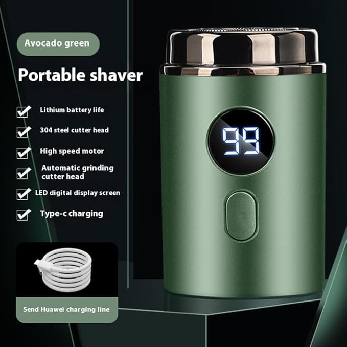 Hipinference Shavers Mini Portable Electric Shaver Turbo Blades Ipx7 Waterproof Trimmer Led Display USB Fast Charging Shaver Wet Dry Painless Shaving for Face and Body (Green)