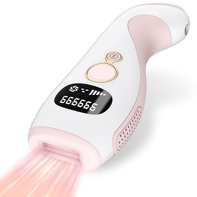 IPL Hair Removal Device for Women and MenPainless Home Use IPL Beauty Device For Home Use For Underarm facial hair below the chin line and legs.(Candy Pink/White 199 * 76.5 * 46.5mm)