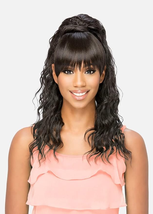 Vivica A. Fox 20 Inch Loose Layered Spiral Curl Ponytail with Dome Top and Fringed Bang New Futura Synthetic Hair - BP-KENNEDEI (P2332)