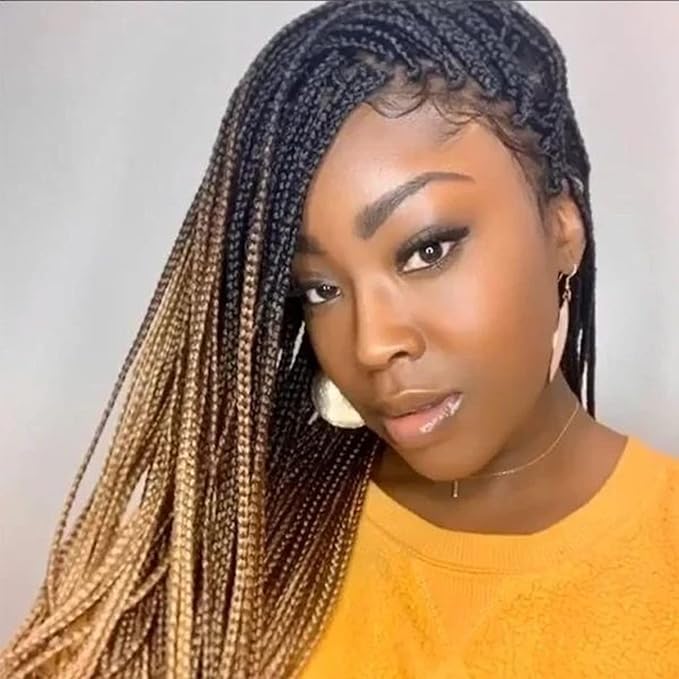 7 Packs Goddess Box Braids Crochet Hair 18 Inch Ombre Prelooped Crochet Box Braids Crochet Hair for Black Women Braiding Hair (18 Inch (Pack of 7) 1B/30/27)