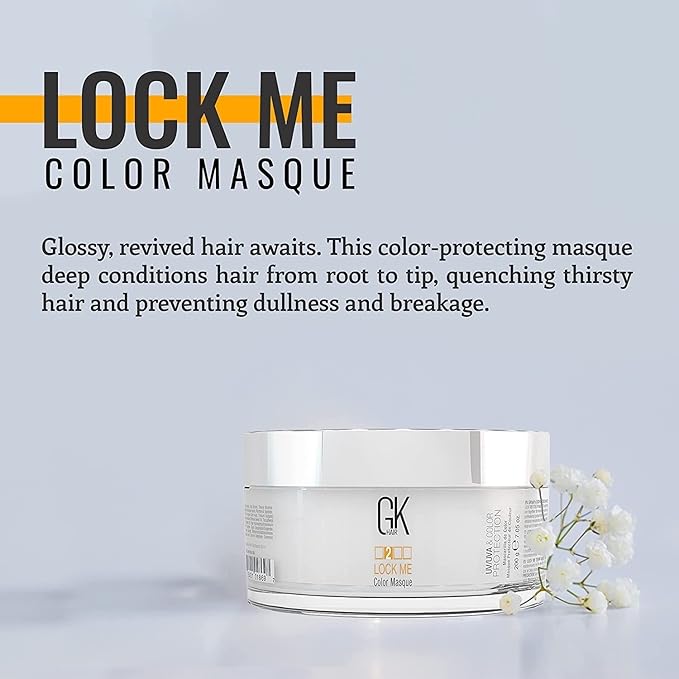 GK HAIR Hair Masque (7.05 Fl Oz/200g) Global Keratin Lock Me Deep Conditioner Mask for Color Protection Against Dull Damaged &amp Weak Hair All Hair Types