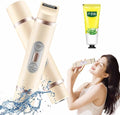 2 in 1 Electric Lady Shaver 2 in 1 Electric Shaver for Women Dual Head Trimmer Mini Wet and Dry Women Hair Remover (Beige)