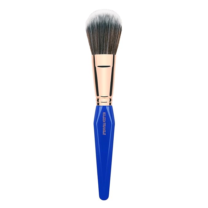 Bdellium Tools Professional Makeup Brush - Golden Triangle 985 Duo Fibre Powder - With All Vegan and Soft Synthetic Fibers For Lightweight Powder Application (Blue 1pc)