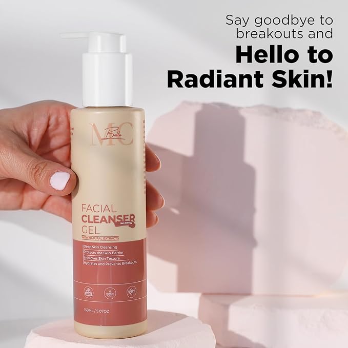 MC Belle Facial Cleanser for All Skin Types - Non-Scented &amp Peppermint Cleanser with Sodium Hyaluronate Organic Milk Thistle &amp Willow Bark Extract for Acne Treatment Deep Cleansing (Non Scen