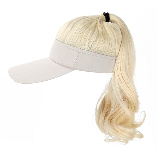 Hat Wig for Women Baseball Cap Wig with Curly Synthetic Hair Extensions Ponytail Cap wig Sun Hat with Hair