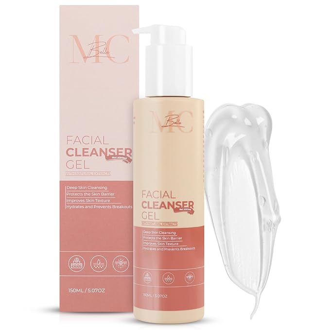 MC Belle Facial Cleanser for All Skin Types - Non-Scented &amp Peppermint Cleanser with Sodium Hyaluronate Organic Milk Thistle &amp Willow Bark Extract for Acne Treatment Deep Cleansing (Non Scen