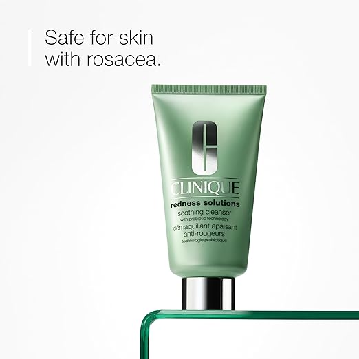 Clinique Redness Solutions Soothing Oil Free Face Cream Cleanser with Probiotic Technology | Appropriate for Skin with Rosacea 5 Fl Oz