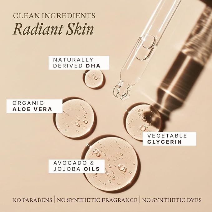 Self Tanning Drops for Face - USA Made with Organic &amp Natural Ingredients Bronzing Face Tanning Drops with Aloe Vera Non Toxic Self Tanner for Sunless Fake Tan &amp Natural Glow Cruelty &amp