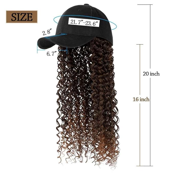 baseball cap wigs for women Extensions Adjustable Wig Hat Attached African Kinky Curly Hairpiece for Woman Girl Hair Synthetic Wavy Extensions