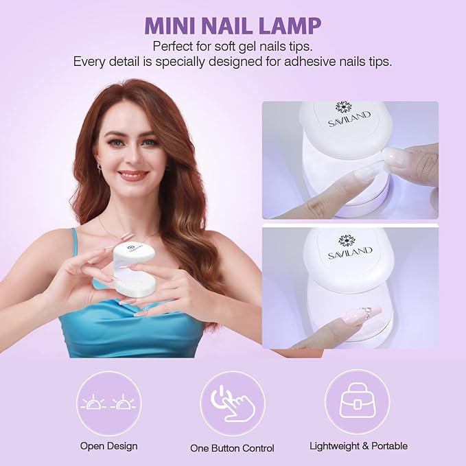 SAVILAND Gel Nail Kit with Drill: ALL-IN-1 Beginner Nail Kit 0.5Oz U V Nail Glue Gels Gel Nail X Kit with Lamp 500 Pcs Long Coffin Tips Nails Builder Kits Salon At Home Manicure Gift for Women