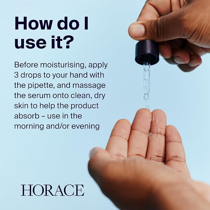 HORACE Hyaluronic Acid + Panthenol Face Serum for Men ? Advanced Moisturising Facial Treatment for Dry Skin Dehydration Lines and Elasticity ? Vegan Skincare for All Skin Types ? Unscented 30ml