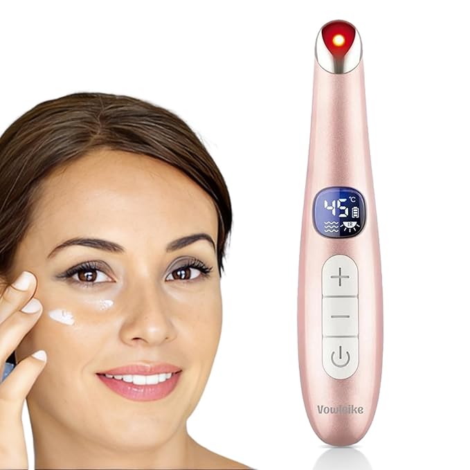 Eye Lift Wand 3 in 1 Vibrating 98°F to 113°F LCD Eye Massager for Dry Eyes Dark Circles and Puffiness Face &amp Neck Lifting Tool for Fine Lines and Wrinkles Rose Gold