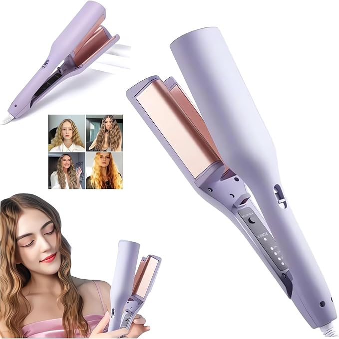 French Wave Curling Iron - 2024 New Wave Curling Iron for Long Short Hair with 4 Temp S Shape Hair Curler for Women Portable Electric Curling Heated Styling Comb Anti-Scald 15s Fast Heating