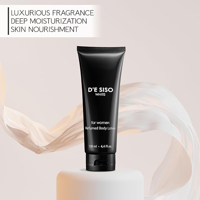 Classic D'E SISO White Fragrances Gift Set - Moisturizing Scented Body Lotion and Eau de Toilette Floral Perfume for Women with Vanilla Orange Amber and Musky Ingredients - Locion y Perfume de Mujer